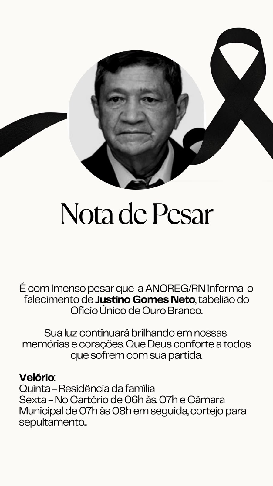NOTA DE PESAR - JUSTINO GOMES NETO